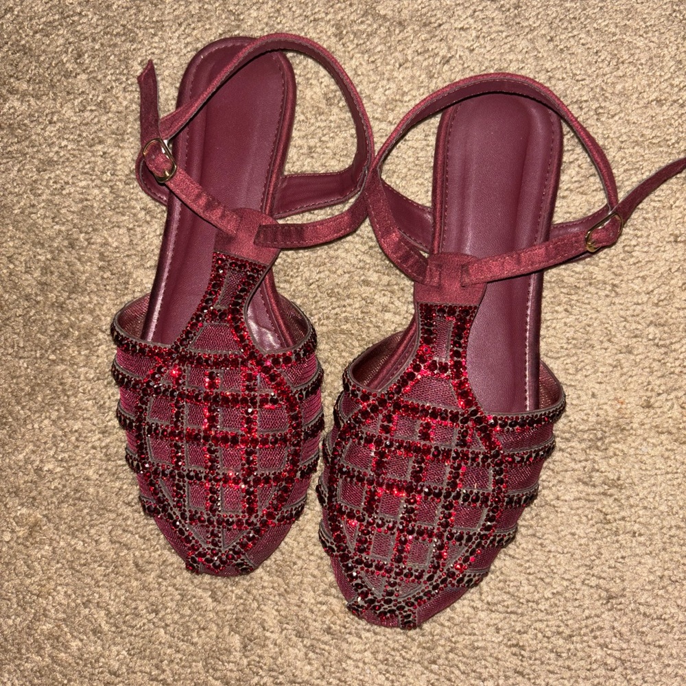 Elegant Red Beaded Women's Sandals